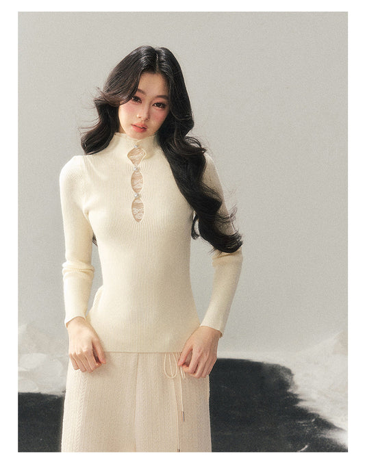 ShaoYeYan Aomalm Lace Weaves Dreams Fake Two-Layer Lace Knit