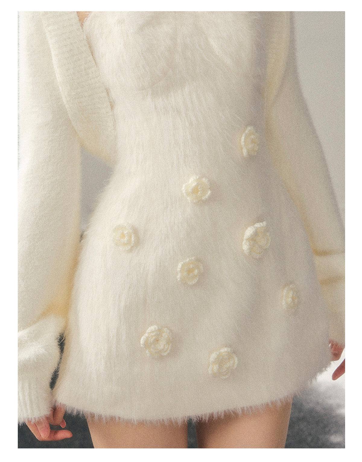 ShaoYeYan Aomalm She Shatters the Frost French 3D Flower Dress