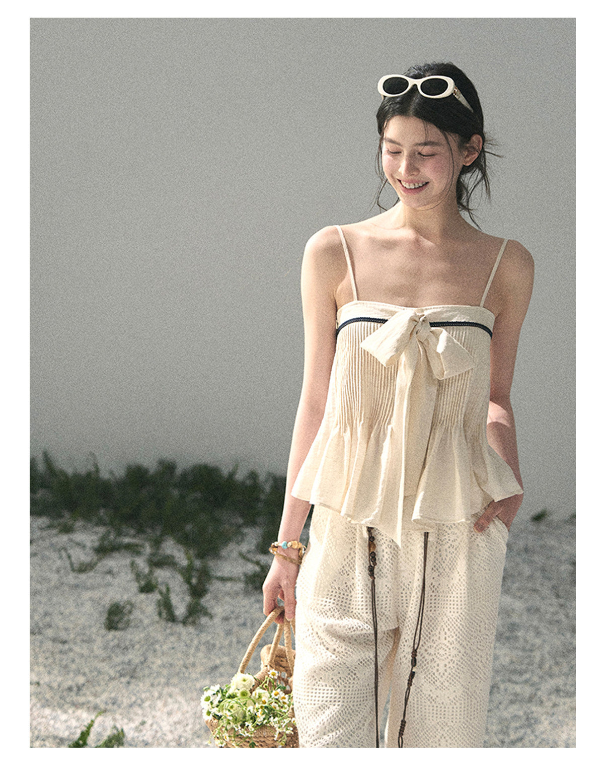 ShaoYeYan Aomalm Gentle Wind Smooths Wrinkles Off-Shoulder French Cami