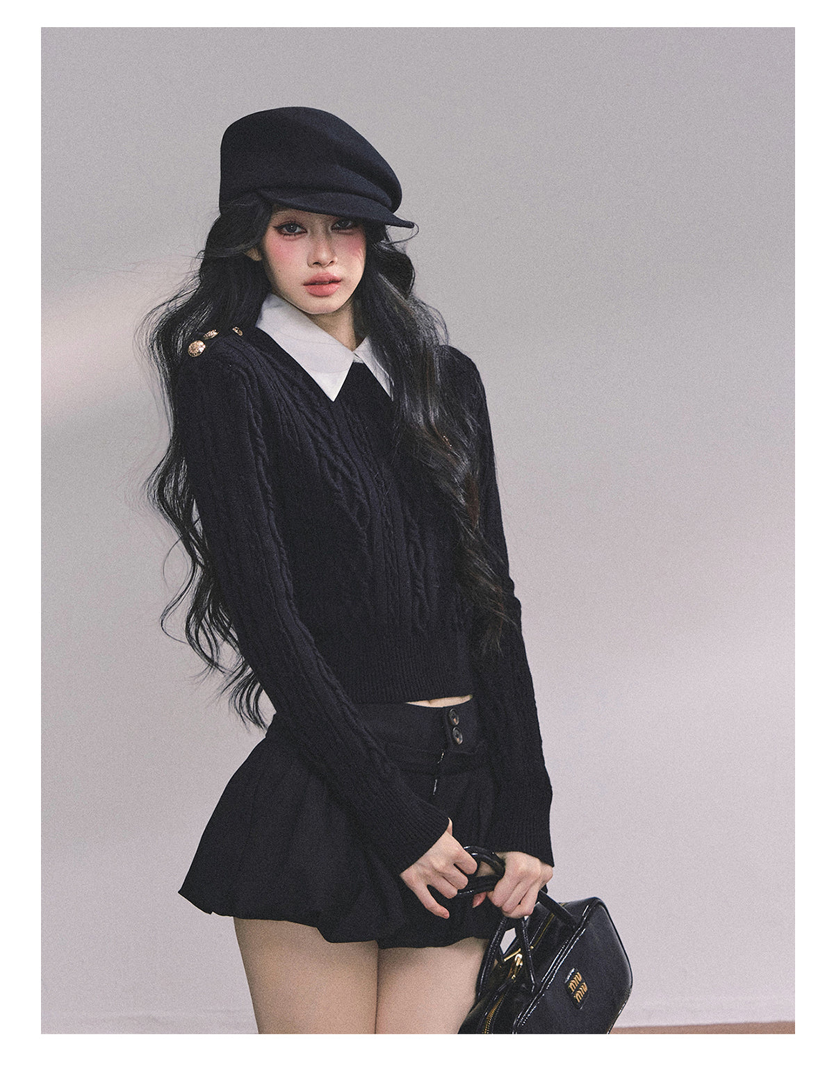 ShaoYeYan Intellectual Aesthetic Fake Two-Layer Knit Sweater