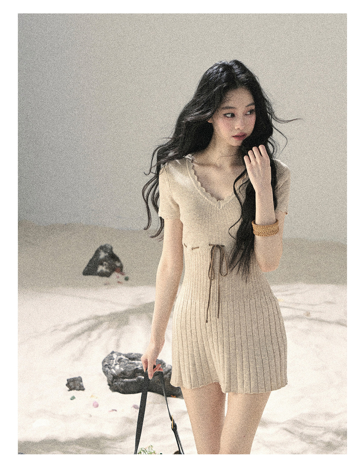 ShaoYeYan Aomalm Like Evening Breeze's Soft Hum French Lace Knit Dress