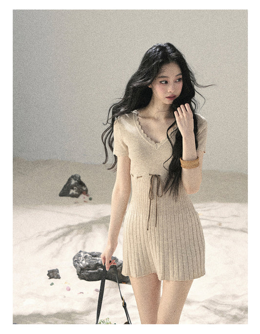 ShaoYeYan Aomalm Like Evening Breeze's Soft Hum French Lace Knit Dress