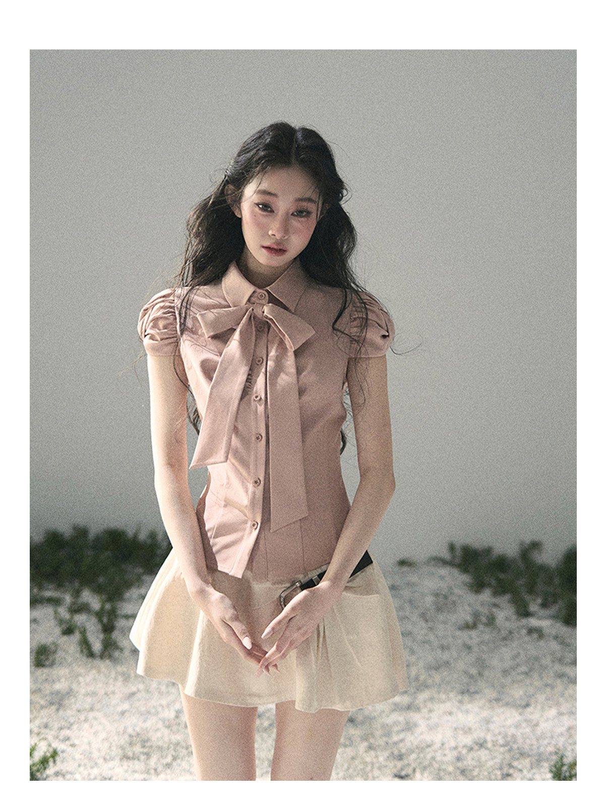 ShaoYeYan Aomalm Powdered Sugar Secrets Bow French Blouse