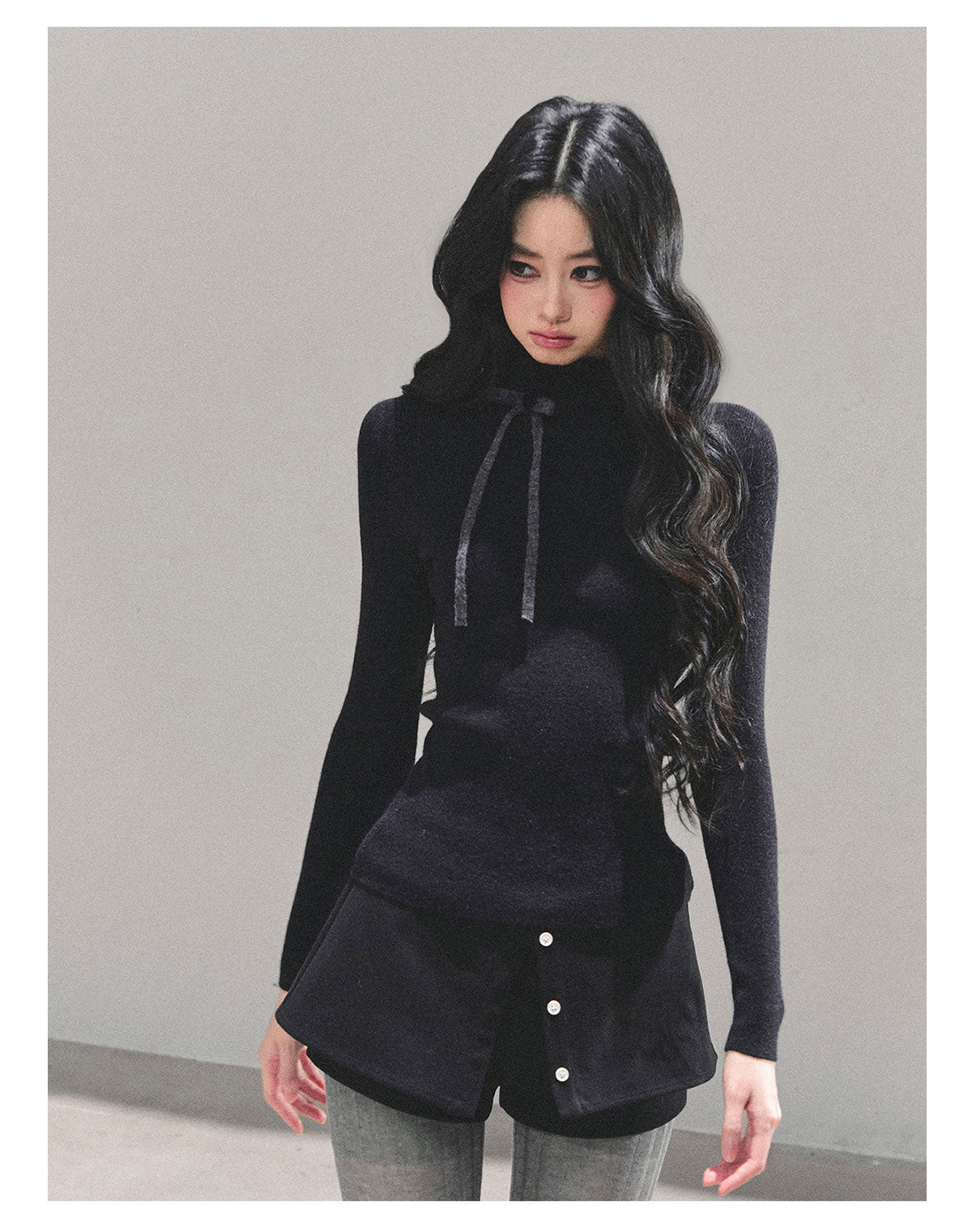 ShaoYeYan Velvet Touch Semi-Turtleneck Knit Top