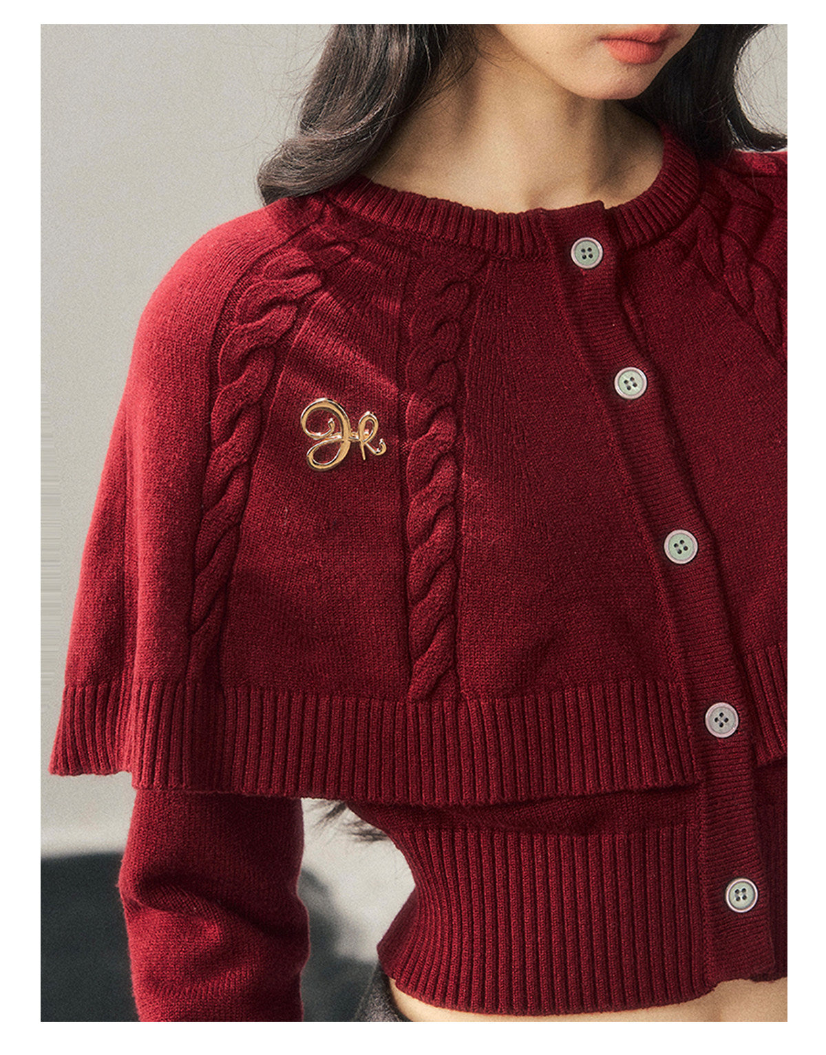 ShaoYeYan Miss Daisy American Knit Cable Cape Sweater
