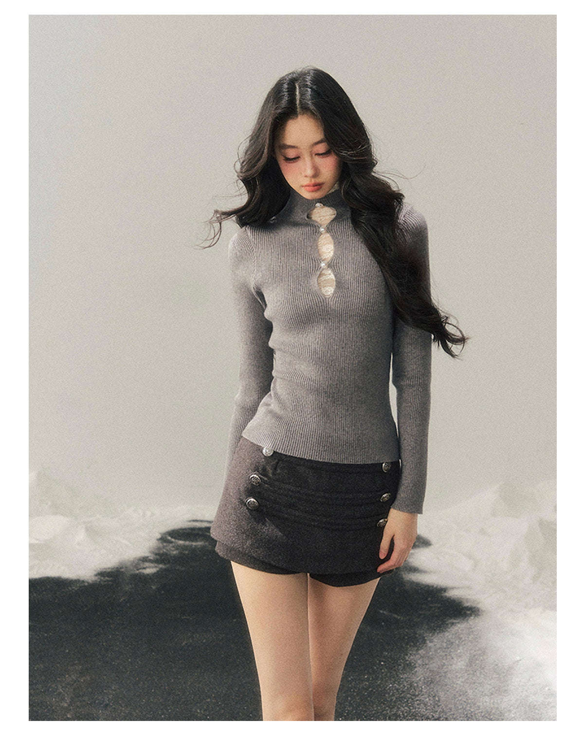 ShaoYeYan Aomalm Lace Weaves Dreams Fake Two-Layer Lace Knit