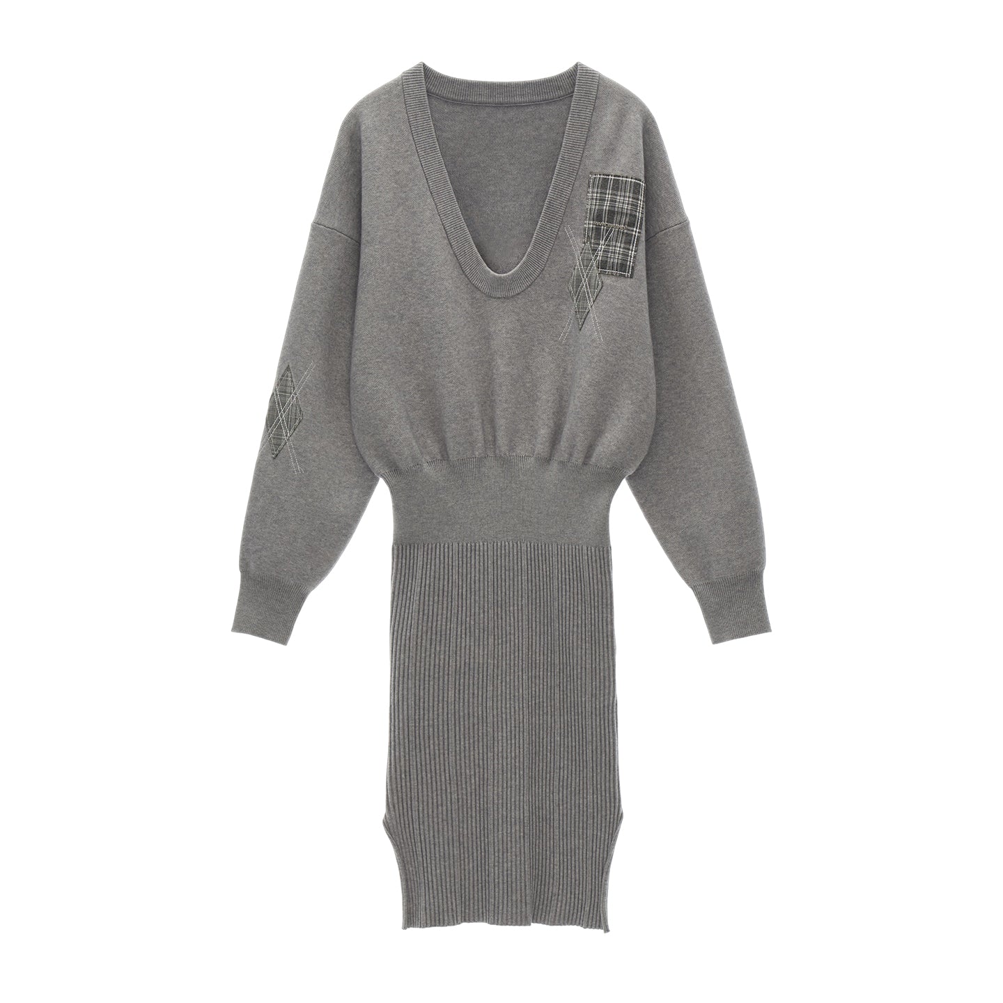 MAMC Patchwork Academic U-Neck Sweater Dress