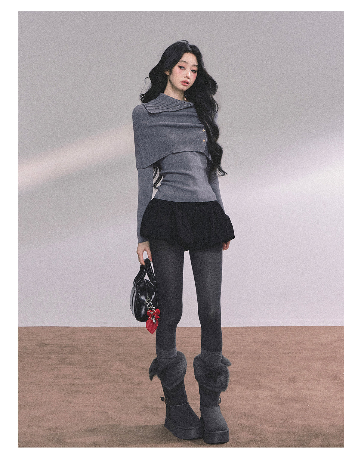 ShaoYeYan Noblewoman Waist-Defining Long Sleeve Knit Top