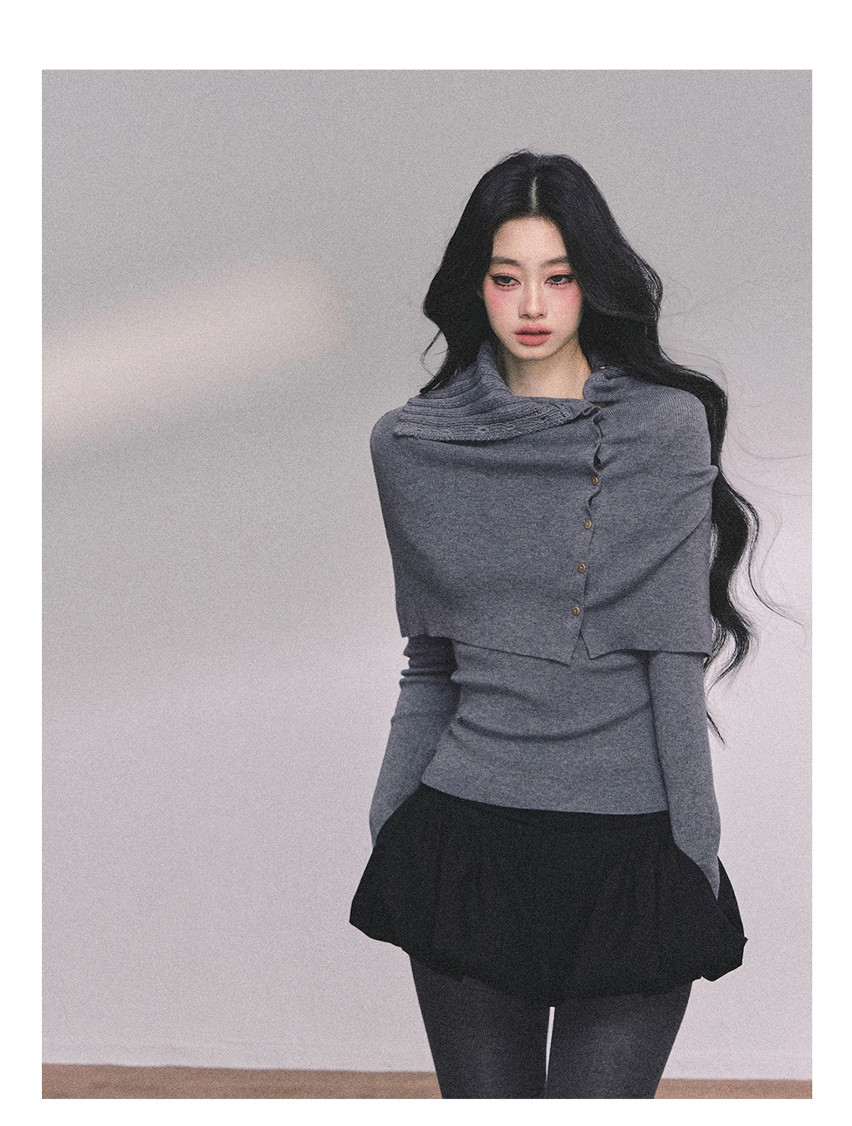 ShaoYeYan Noblewoman Waist-Defining Long Sleeve Knit Top