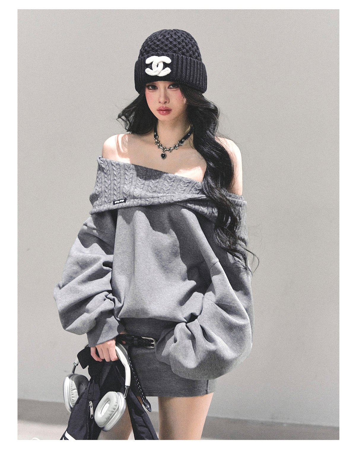 SHAOYEYAN Fake Two-Piece Oversized Hoodie Dress (with belt)