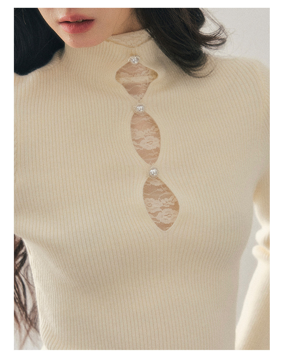 ShaoYeYan Aomalm Lace Weaves Dreams Fake Two-Layer Lace Knit