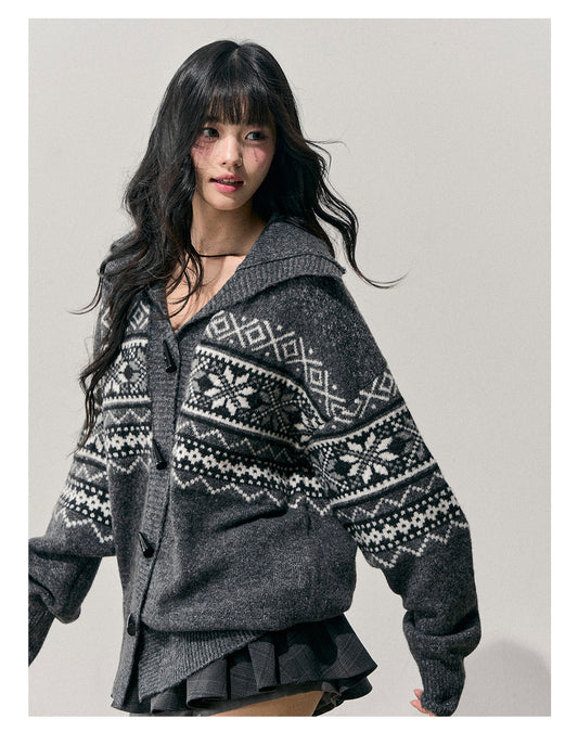ShaoYeYan Aomalm Weightless Night Fair Isle Toggle Cardigan