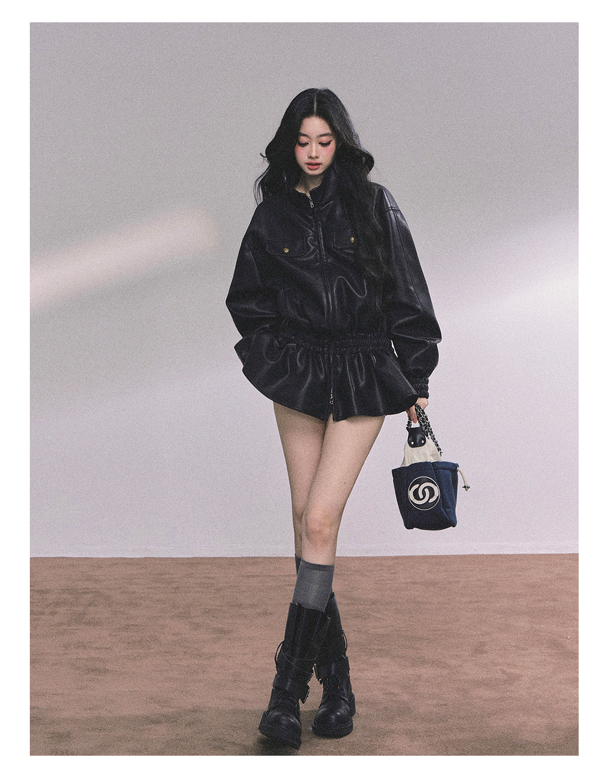 ShaoYeYan Ethiopian Wilderness Loose Fit Biker PU Leather Jacket