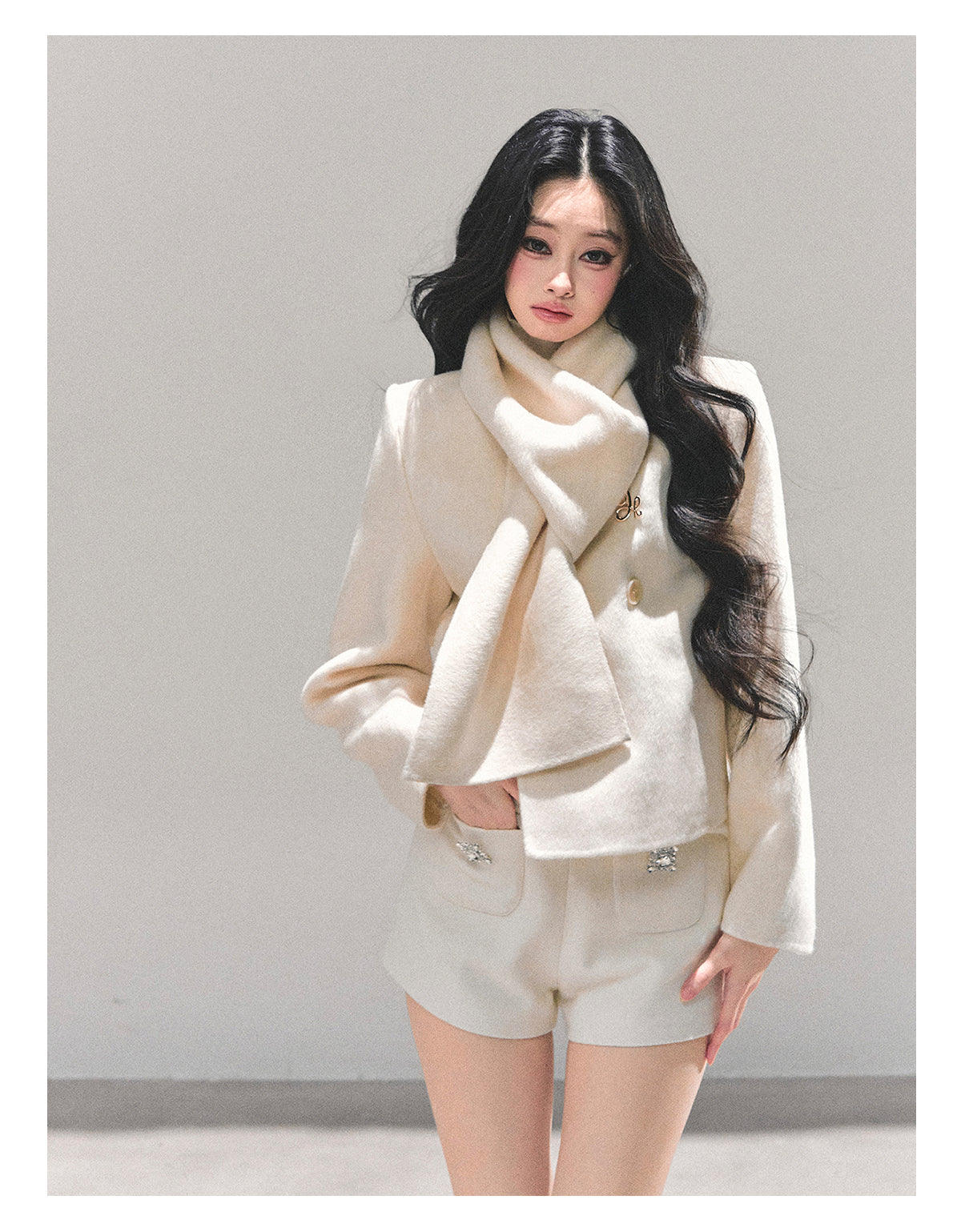 ShaoYeYan Twilight Snow Forest Wool Coat