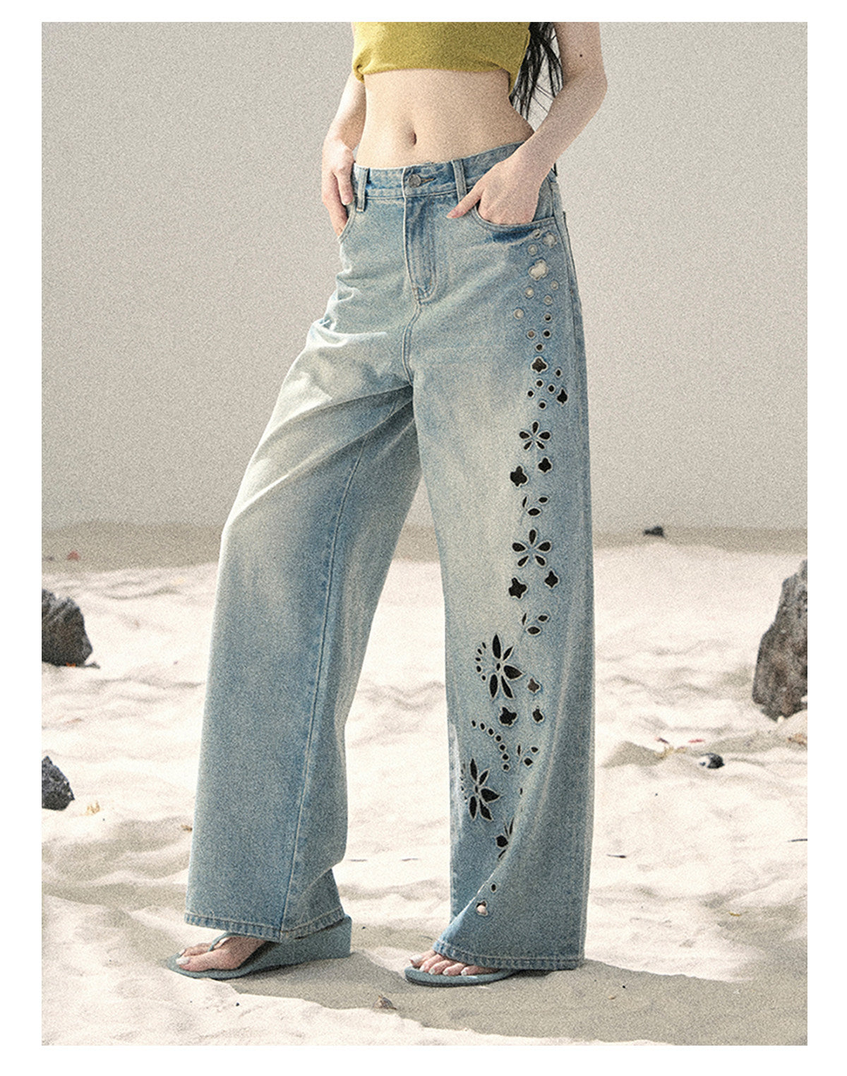 ShaoYeYan Aomalm Scent of Sea Salt American Butterfly Hollow Jeans