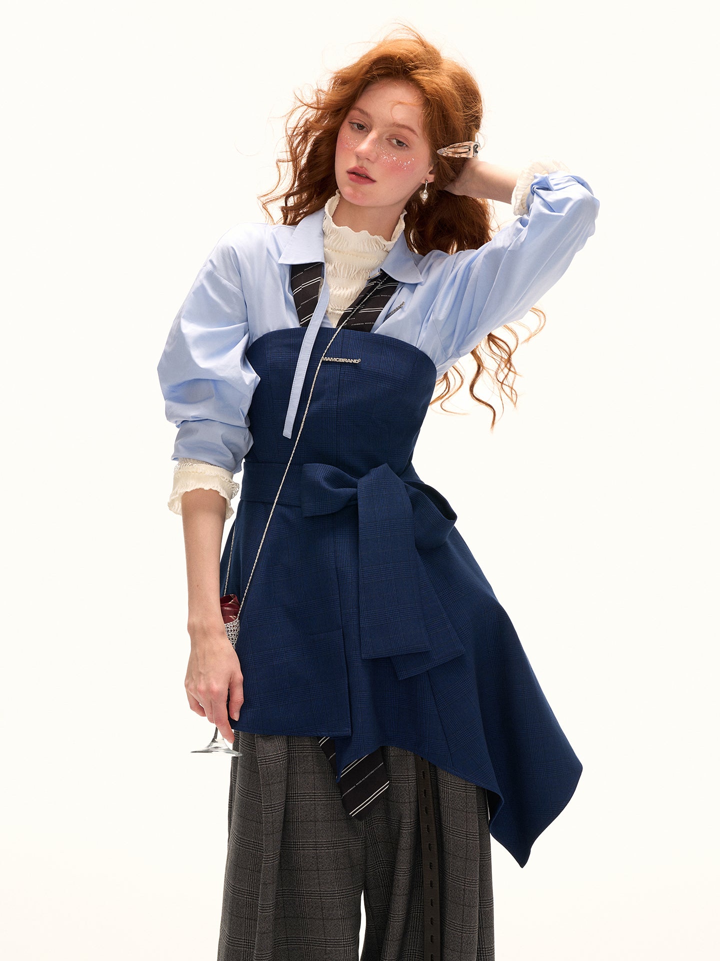 MAMC Blue Bow-Tie Bustier Dress
