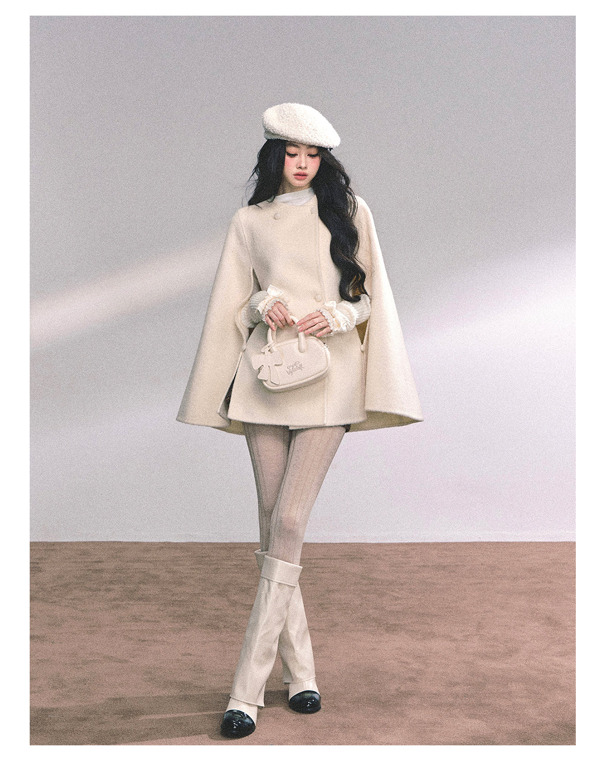 ShaoYeYan Snowy Pearl French Rich Girl Wool Coat