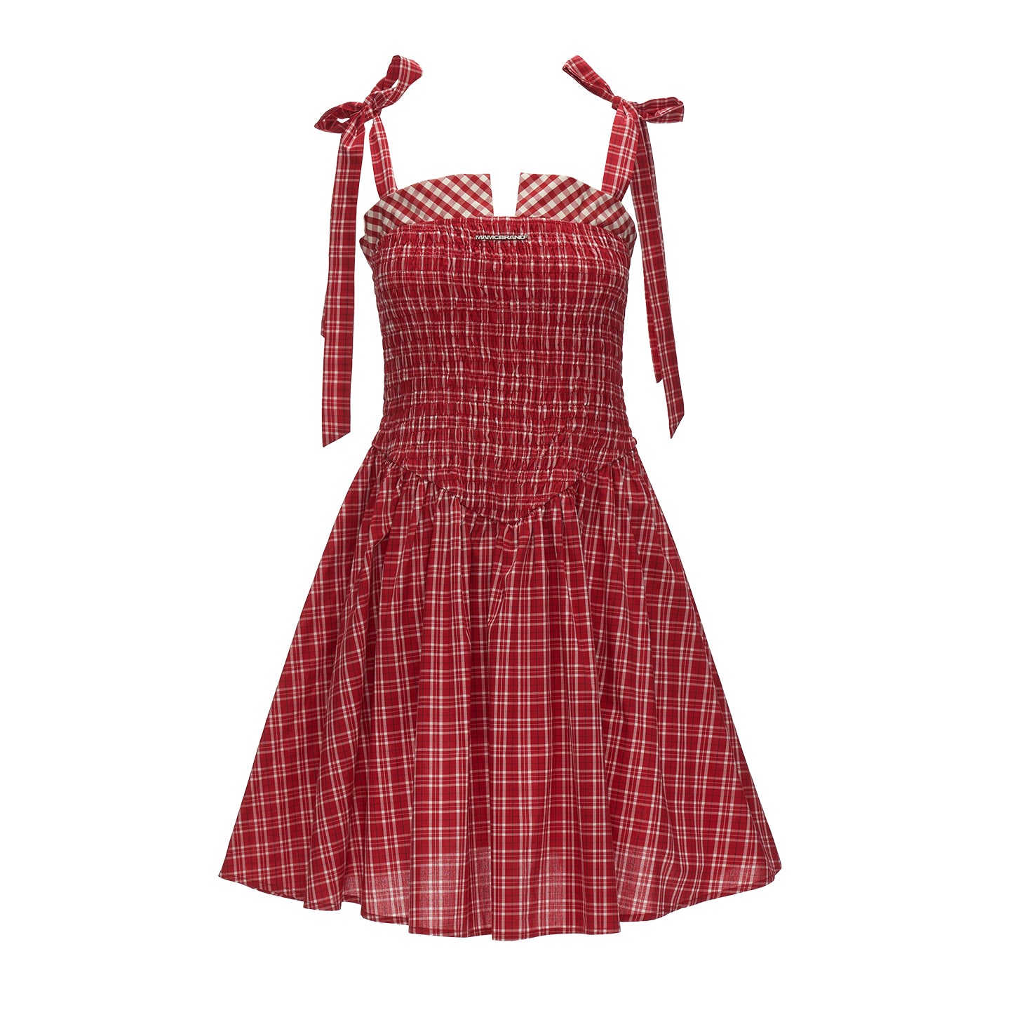 MAMC Striped Smocked Bow Strap Dress