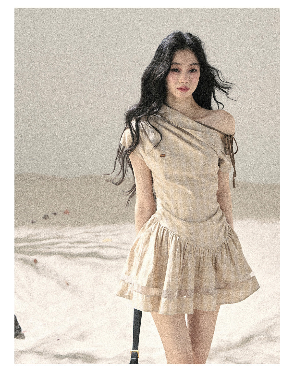 ShaoYeYan Aomalm Traces of the Wind Wasteland Off-Shoulder Dress