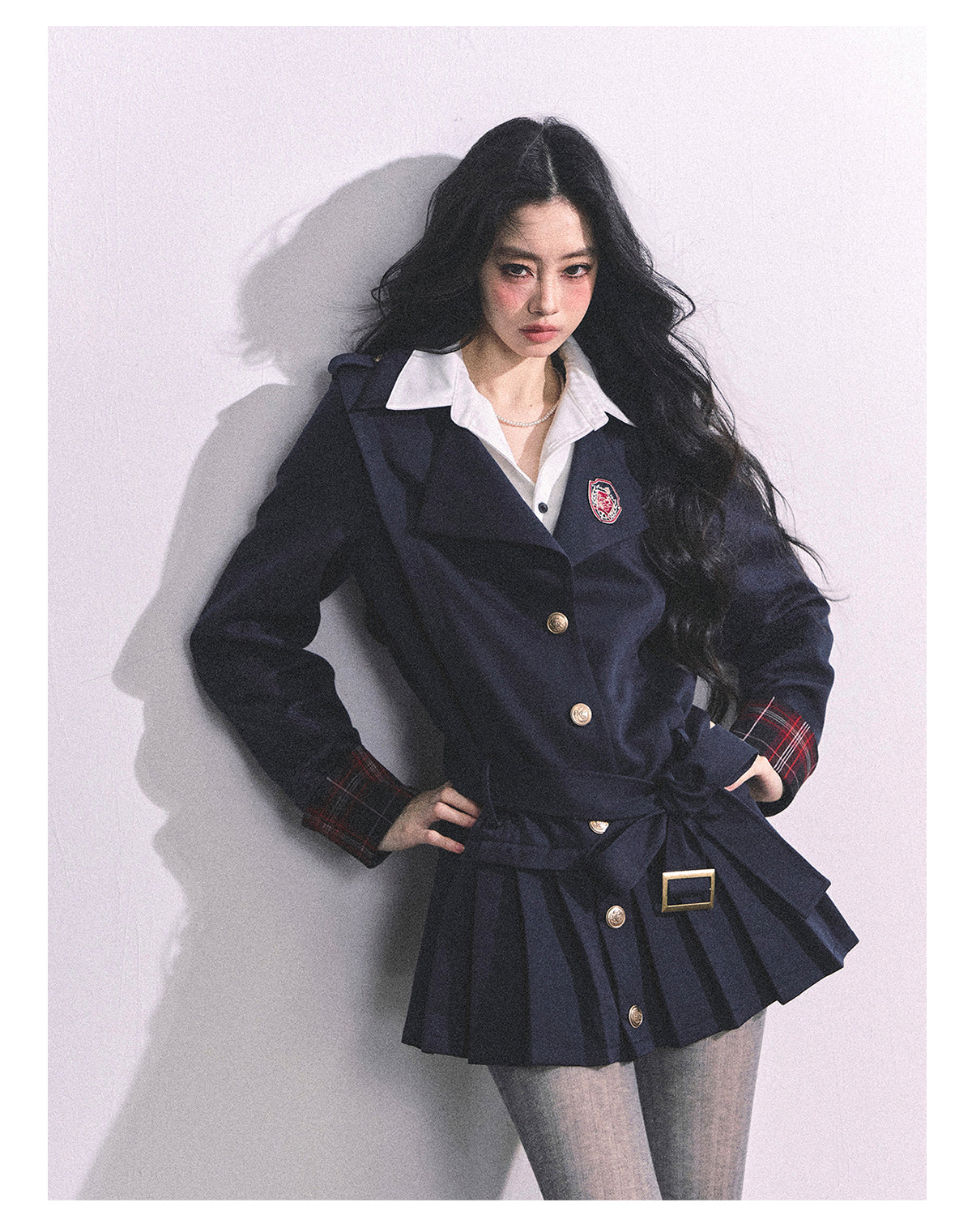 ShaoYeYan Ivy League Prep Student Fake Two-Piece American Long Sleeve Dress