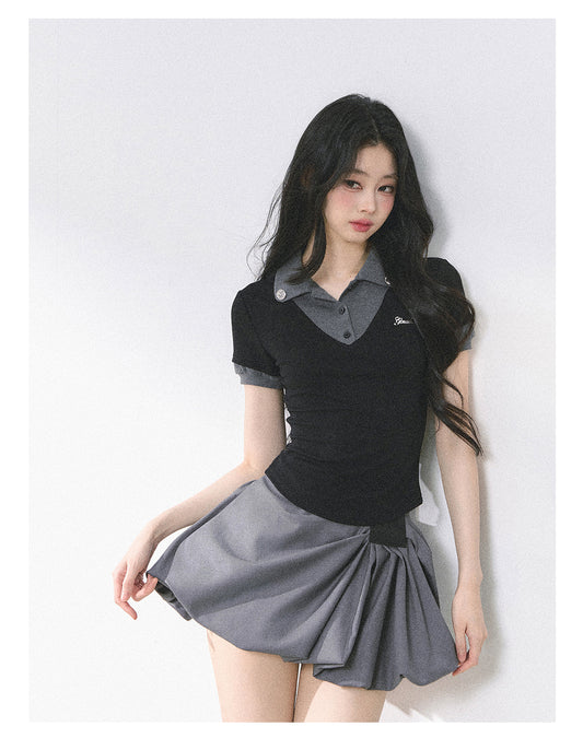 SHAOYEYAN American Style Mock Two-Layer Tee