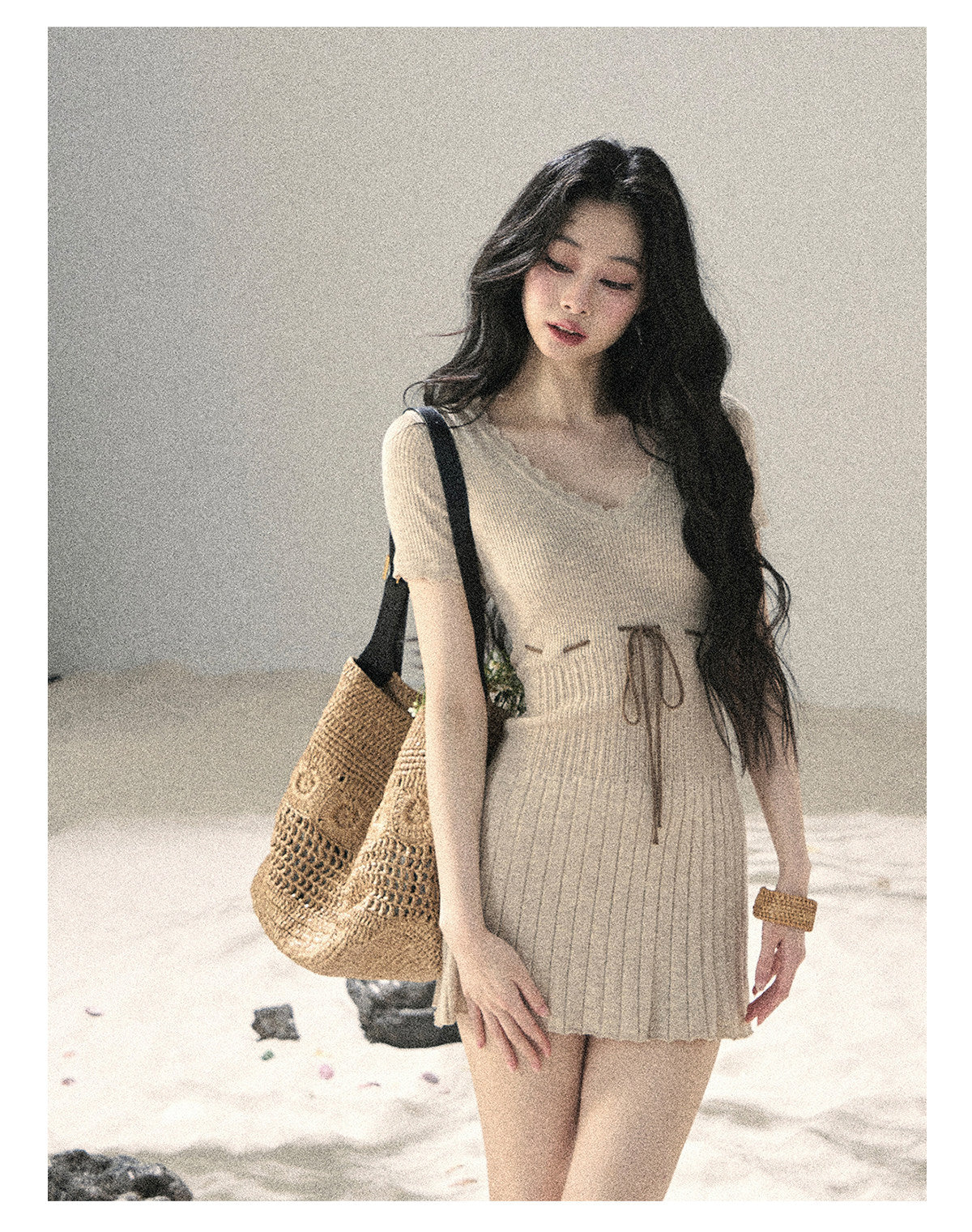 ShaoYeYan Aomalm Like Evening Breeze's Soft Hum French Lace Knit Dress