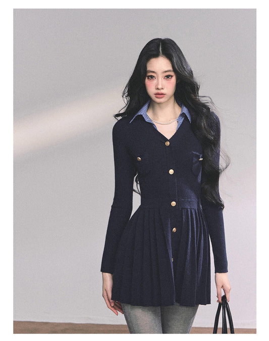 ShaoYeYan Paisley Manuscript Fake Two-Piece American Knit Dress