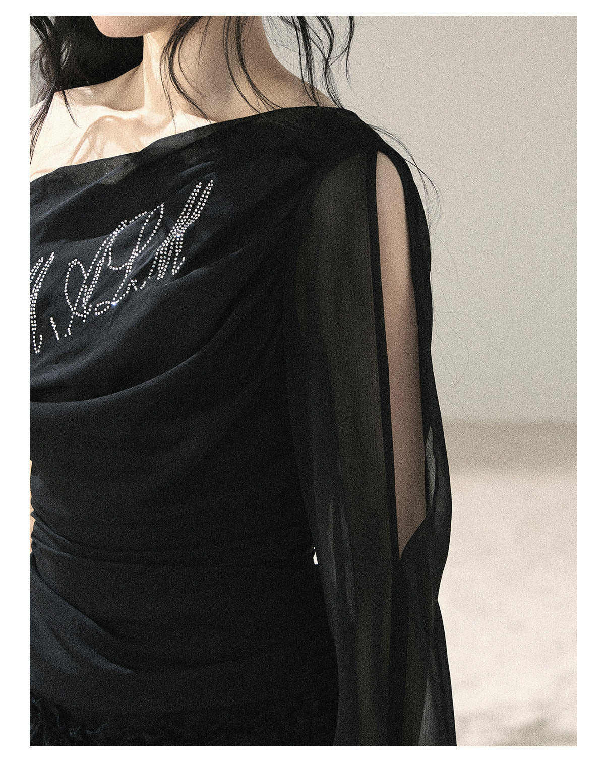 ShaoYeYan Aomalm Fragmented Starlight Korean Off-Shoulder Mesh Top