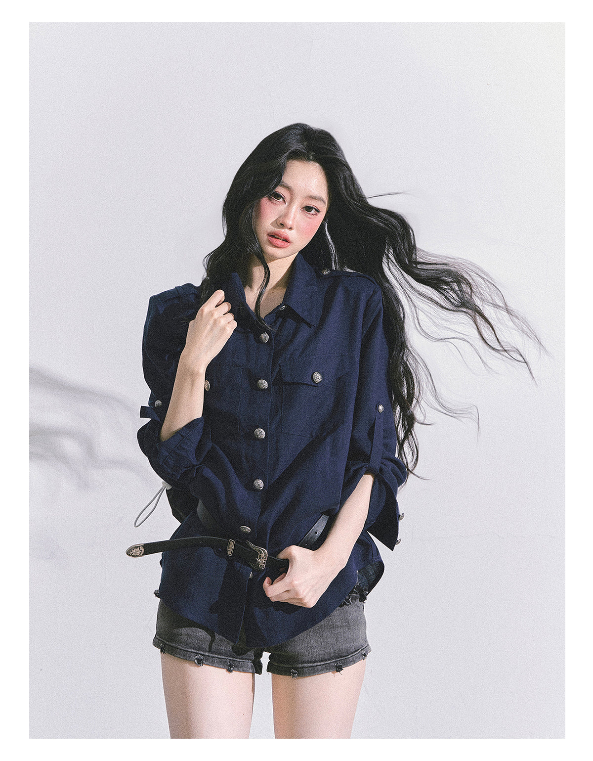 SHAOYEYAN Classic Basic Blouse (with shoulder pads and belt)