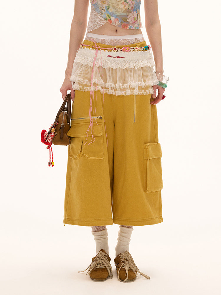 MAMC Floral Lace Camisole Top & Convertible Cargo Pants