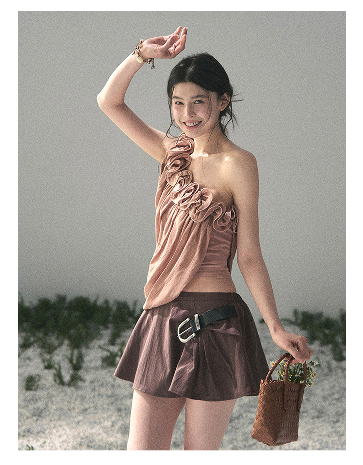 ShaoYeYan Aomalm Late Spring Where Flowers Fall French Off-Shoulder Ruffle Top