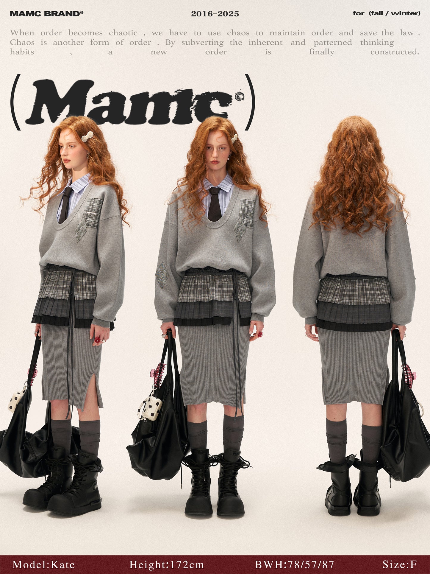 MAMC Pleated Plaid Layered Apron Skirt