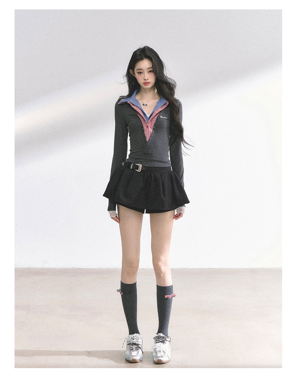 SHAOYEYAN American Style Mock Two-Layer Long Sleeve