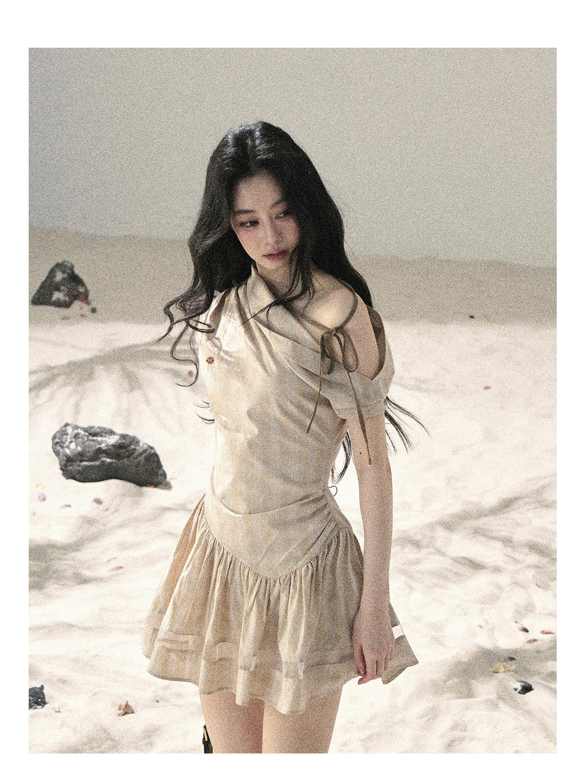 ShaoYeYan Aomalm Traces of the Wind Wasteland Off-Shoulder Dress