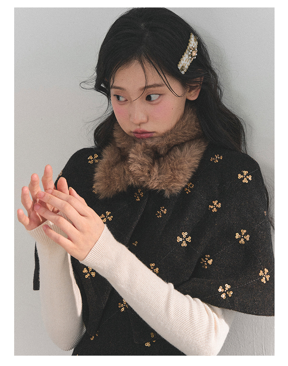 ShaoYeYan Aomalm Waltz on a Snowy Night Wool Cape Dress