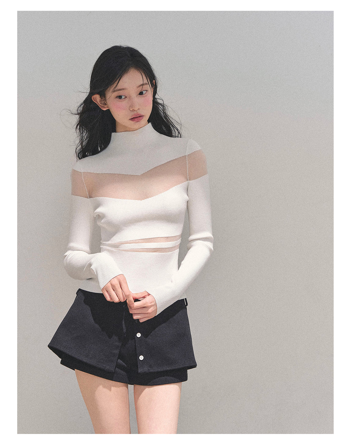 ShaoYeYan Night Whispers Semi-Turtleneck Knit Top