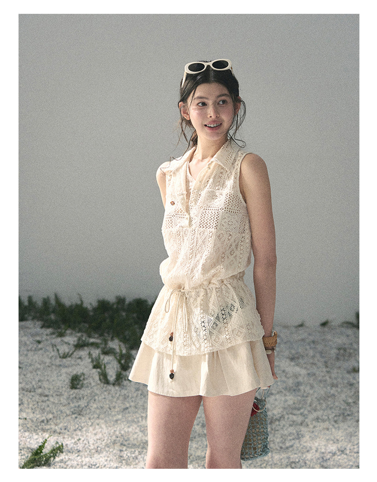 ShaoYeYan Aomalm Summer Wind Kisses Skirt Fake Two-Layer Lace Top
