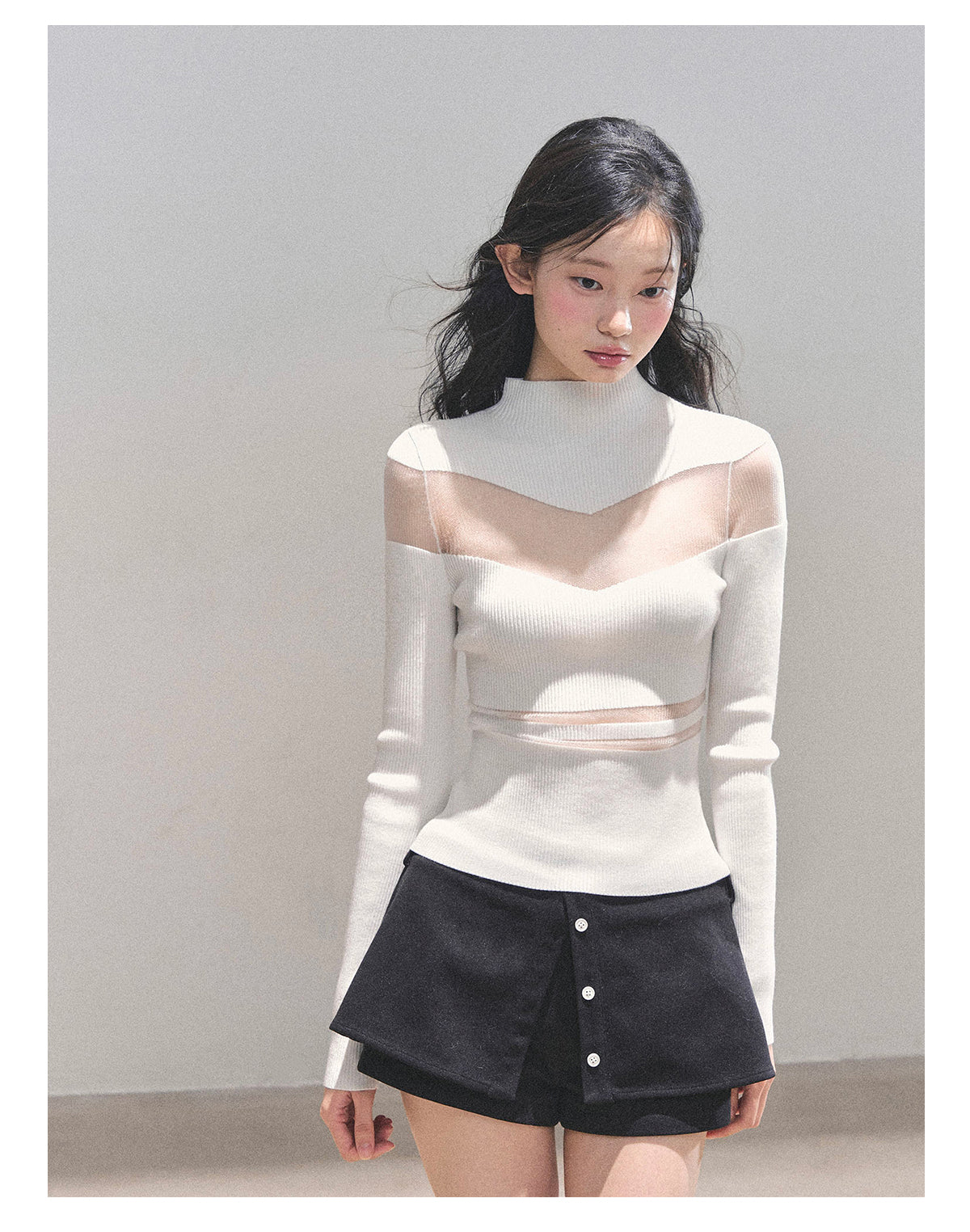ShaoYeYan Night Whispers Semi-Turtleneck Knit Top