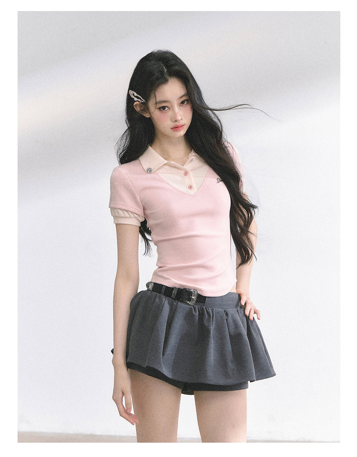 SHAOYEYAN American Style Mock Two-Layer Tee
