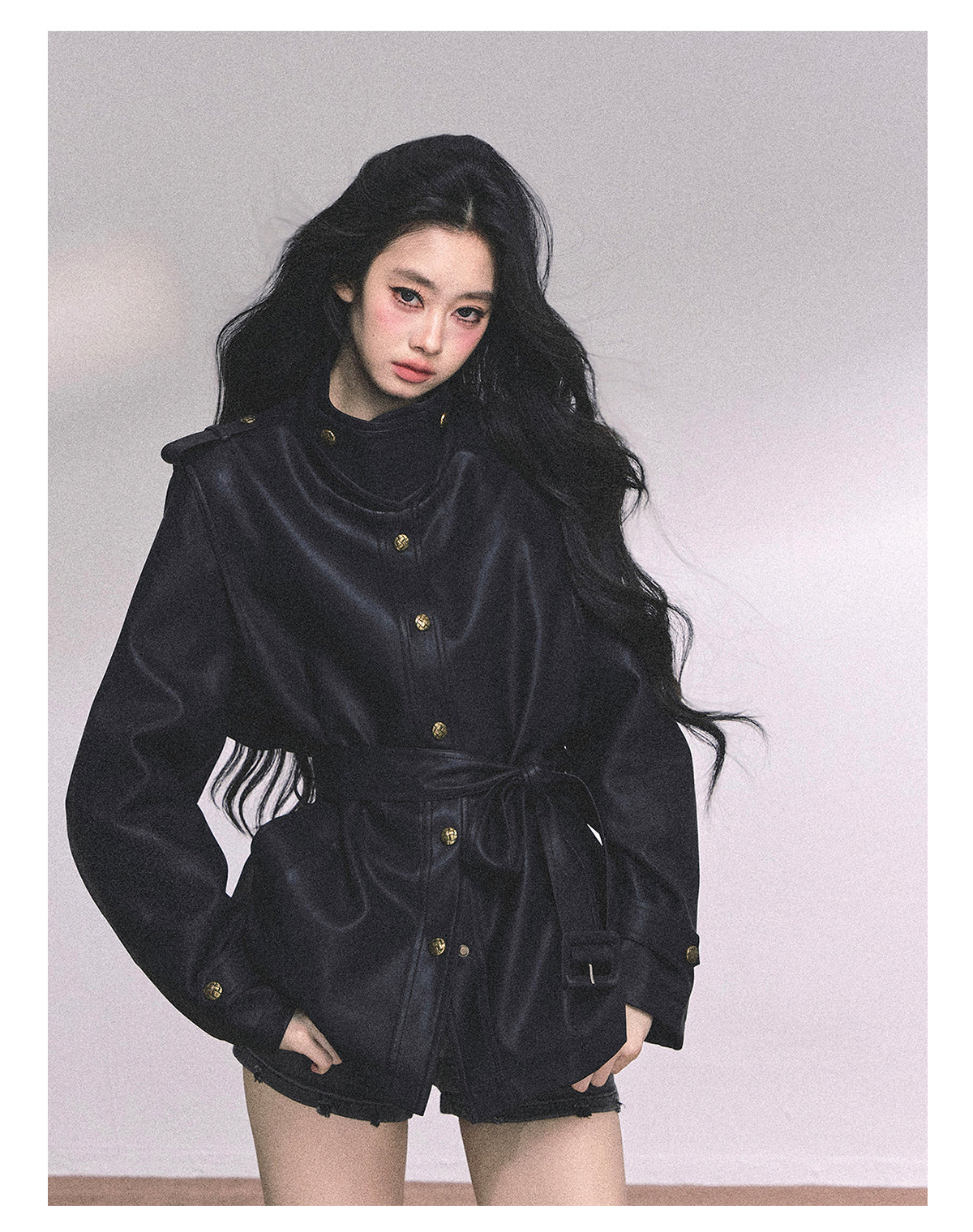 ShaoYeYan UK Time Zone Loose Fit Biker PU Leather Jacket