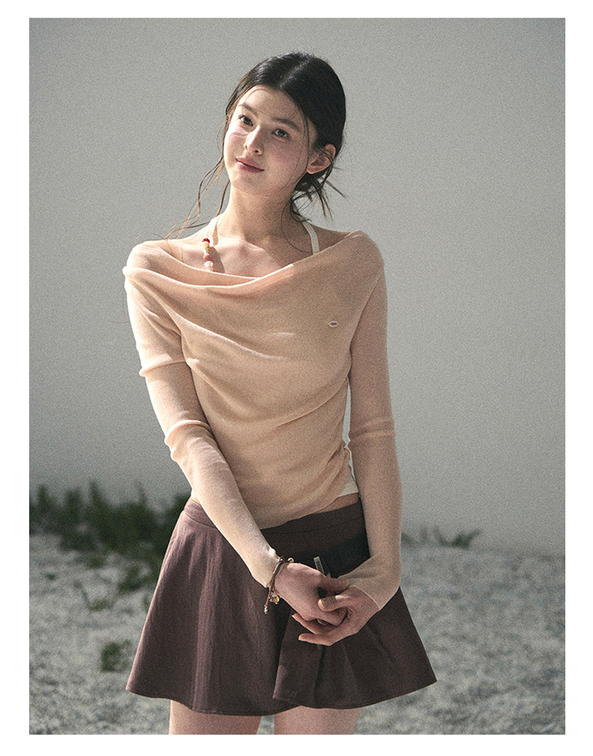 ShaoYeYan Aomalm Frosting on the Shoulder Fake Two-Layer Halter Top