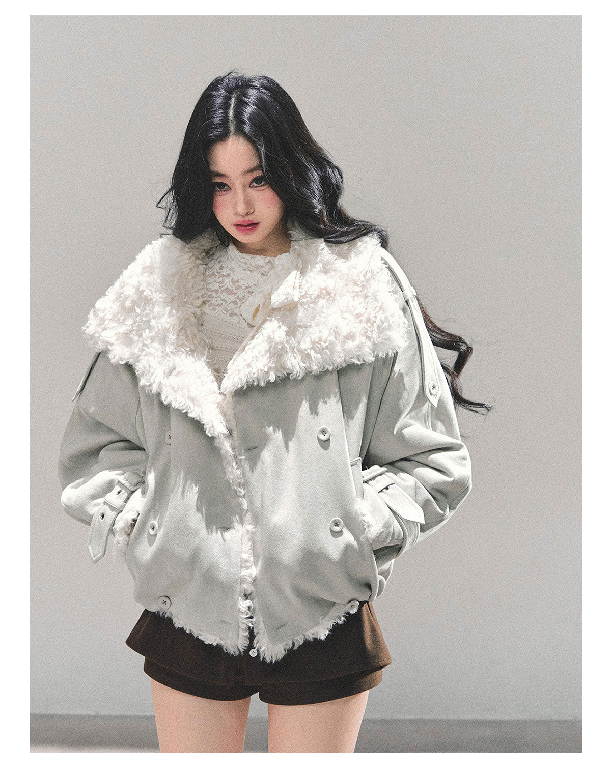 ShaoYeYan Fluffy Winter Lamb Fur Coat