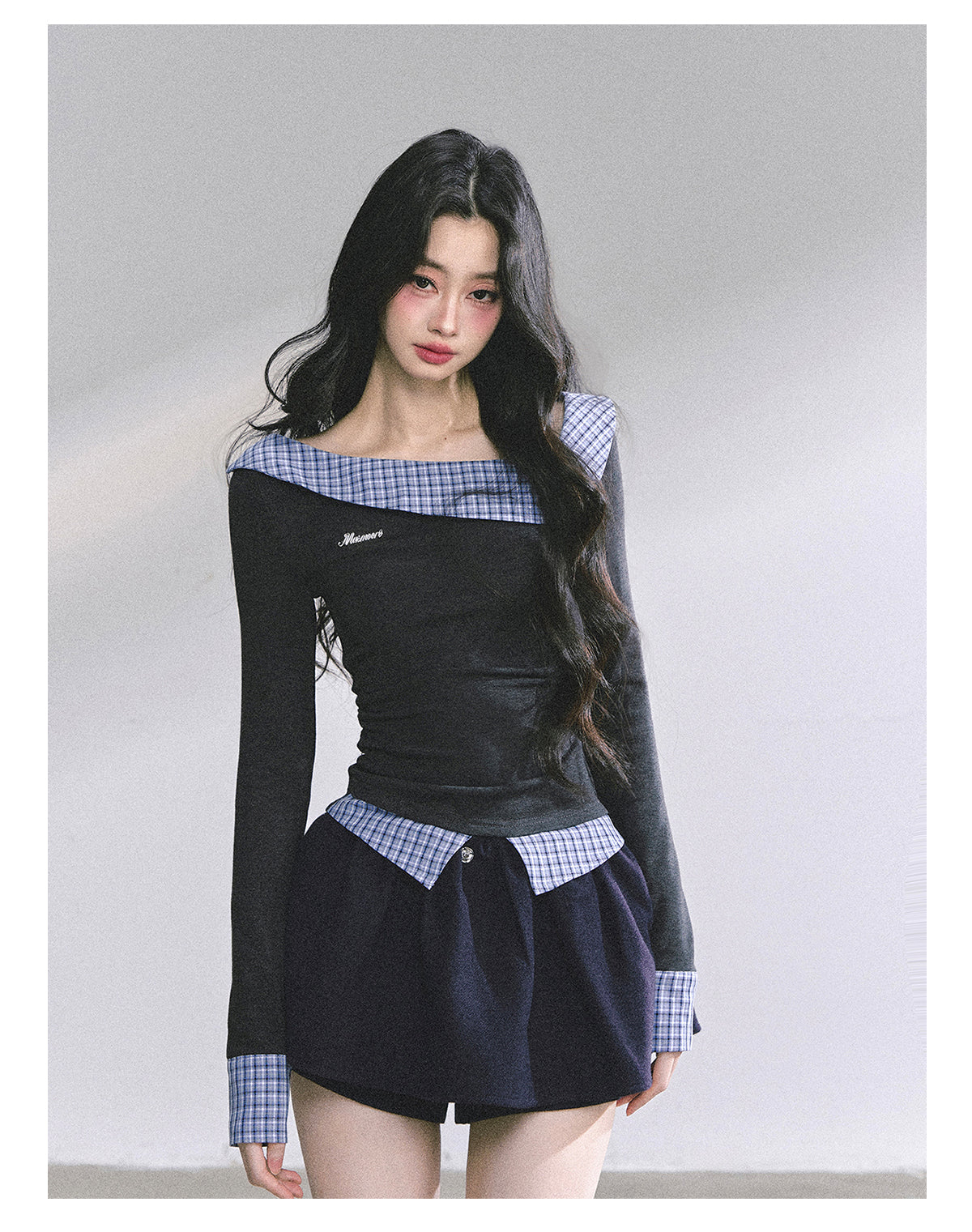 SHAOYEYAN Mock Two-Layer Waist-Defining Striped Tee