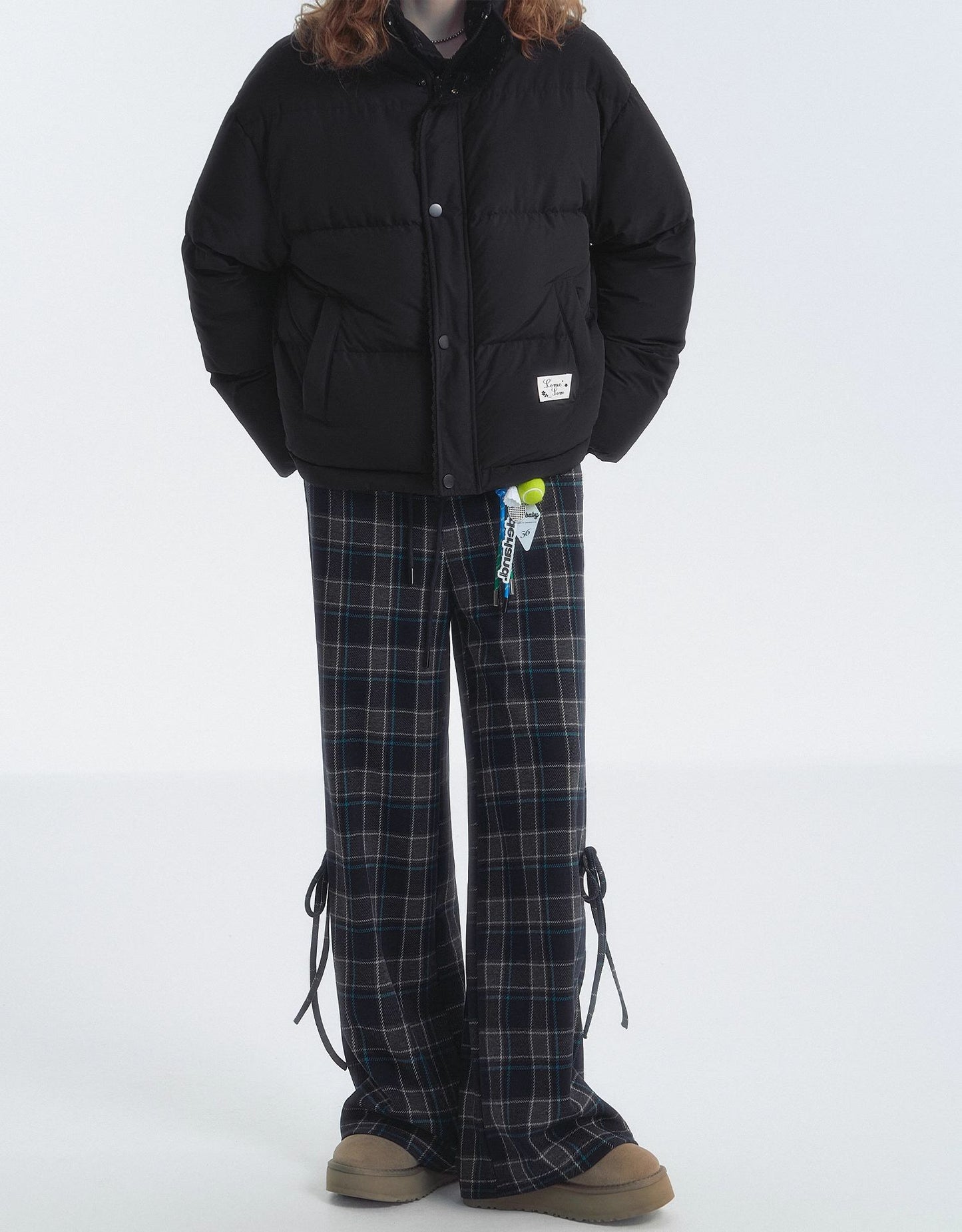 SOMESOWE Plaid Drawstring Trousers