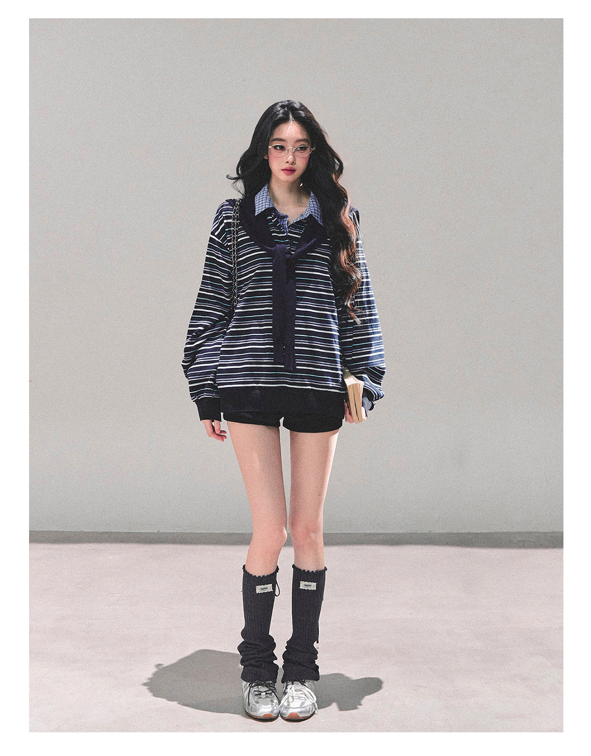 ShaoYeYan Fake Two-Layer Striped Polo Collar T-Shirt