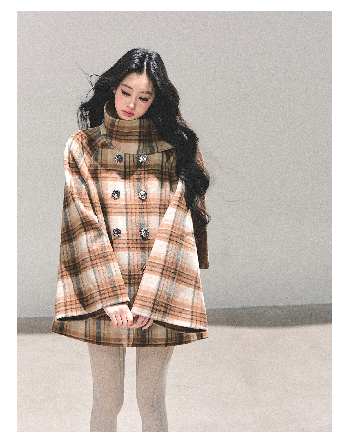ShaoYeYan Hidden Grid Secret Wool Coat