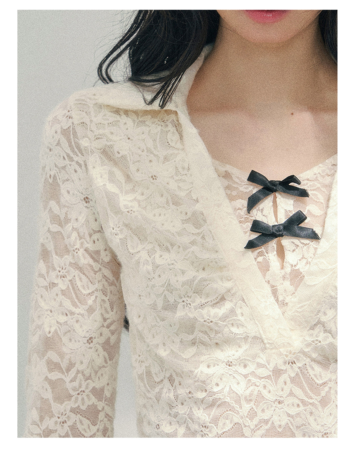 ShaoYeYan Aomalm Out-of-Focus Monologue Fake Two-Layer Lace Top