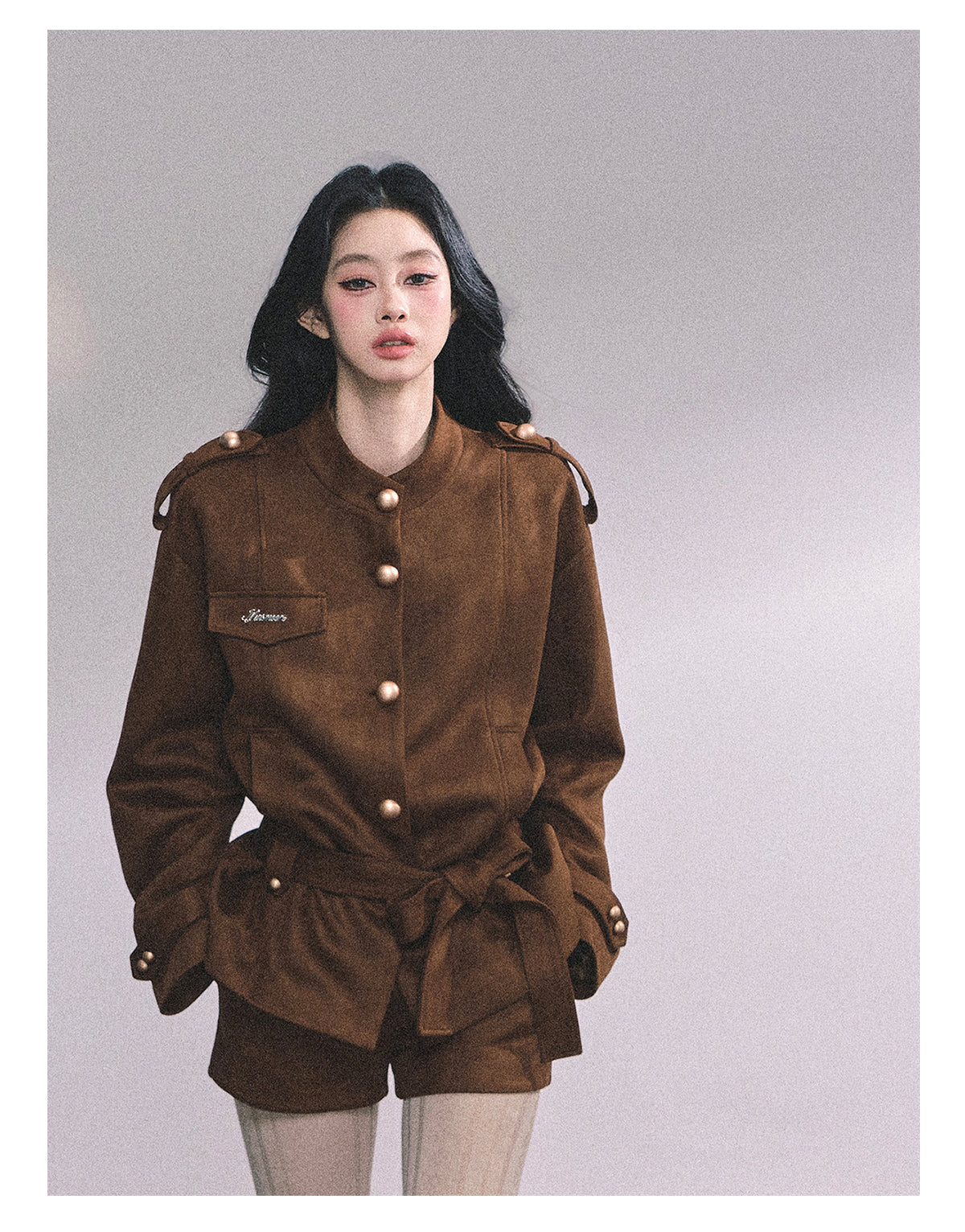 ShaoYeYan Delpan Winter French British Style Suede Set