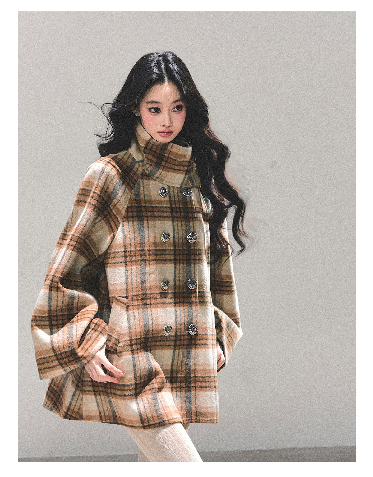 ShaoYeYan Hidden Grid Secret Wool Coat