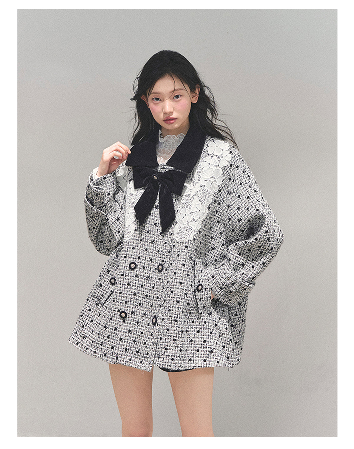 ShaoYeYan Aomalm Out of Focus Moment Lace Plaid Coat